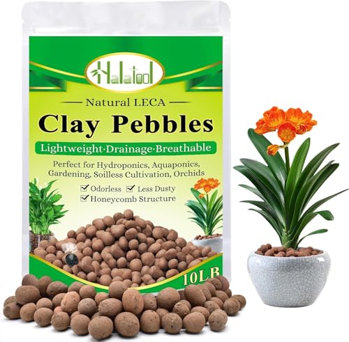 Halatool 10LB Leca Clay Pebbles for Plants 4mm-16mm Clay Balls Hydroton Leca Balls for Indoor Plants Hydroponic Growing Gardening Orchids Drainage Decoration Aquaponics - color: 10LB