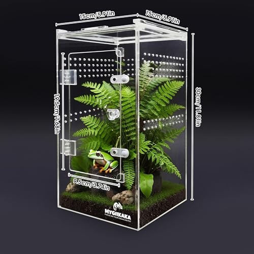 MYGIIKAKA Jumping Spider Enclosure Accessories, Tarantula Spider Box, Bug Cage, Praying Mantis Habitat Enclosure, Snail Insect Terrarium, Caterpillar Habitat (6x6x12 inch) - size: 6x6x12 inch