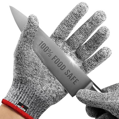 NoCry Premium Cut Resistant Gloves Food Grade — 100% Food Safe — Level 5 Meat Cutting Glove for Chefs & Butchers — Perfect Mandoline Glove or Oyster Shucking Gloves with Superior Comfort & Dexterity - color: Original (Grey), size: Large