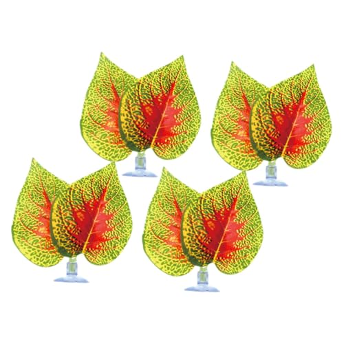 YARNOW 4pcs Artificial Reptile Plant Ornament with Suction Cup, Simulation Plastic Aquarium Plants Decoration for Fish Tank and Terrarium Habitat