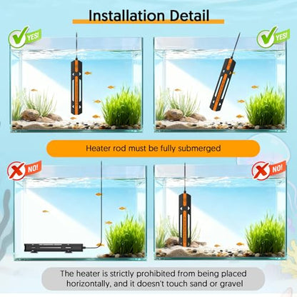 QZQ Aquarium Heater, 500W Fish Tank Heater with Temperature Controller, Leaving Water Automatically Stop Heating, Overheating Protection, Turtle Tank Heater for Freshwater & Saltwater - size: 500W