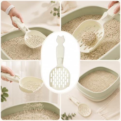 Poop Scooper Cat Litter, Plastic Cat Box Scooper Cute Litterbox Scoop Litter Cleaner Sifter for Cats Kitty Dog Rabbit Hamster, Quickly Filter Litters Lumps