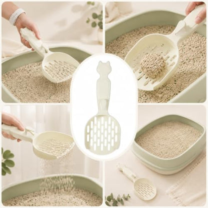 Poop Scooper Cat Litter, Plastic Cat Box Scooper Cute Litterbox Scoop Litter Cleaner Sifter for Cats Kitty Dog Rabbit Hamster, Quickly Filter Litters Lumps