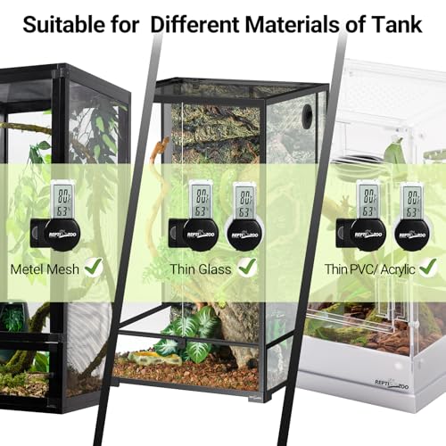 REPTI ZOO Magnetic Reptile Thermometer and Humidity Gauge, Digital LCD Temperature Humidity Monitor, Tank Terrarium Temp and Humidity Meter Accessories for Bearded Dragon, Snake, Hermit Crabs, Gecko