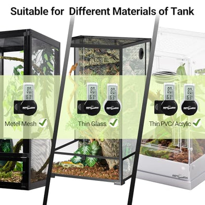 REPTI ZOO Magnetic Reptile Thermometer and Humidity Gauge, Digital LCD Temperature Humidity Monitor, Tank Terrarium Temp and Humidity Meter Accessories for Bearded Dragon, Snake, Hermit Crabs, Gecko