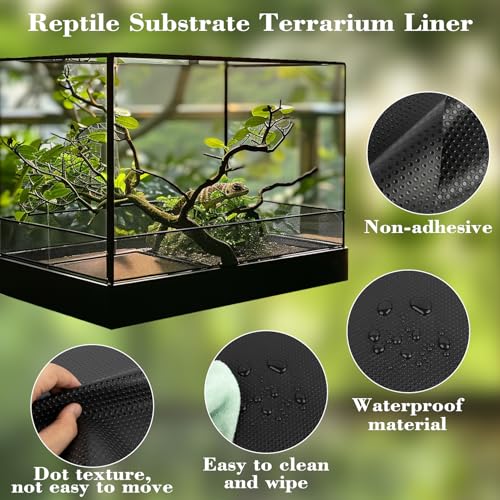MAQIHAN 6.5 FT Reptile Substrate Mat - Reptile Carpet Mat Terrarium Bearded Dragon Tank Mat Reptile Tank Liner Bedding Accessories Substrate for Leopard Gecko Snake Tortoise Gecko Lizard (Black)