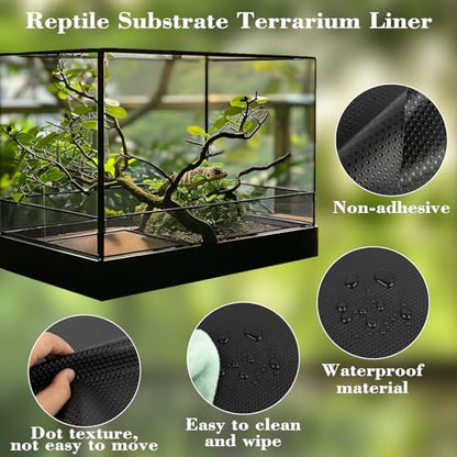 MAQIHAN 6.5 FT Reptile Substrate Mat - Reptile Carpet Mat Terrarium Bearded Dragon Tank Mat Reptile Tank Liner Bedding Accessories Substrate for Leopard Gecko Snake Tortoise Gecko Lizard (Black)