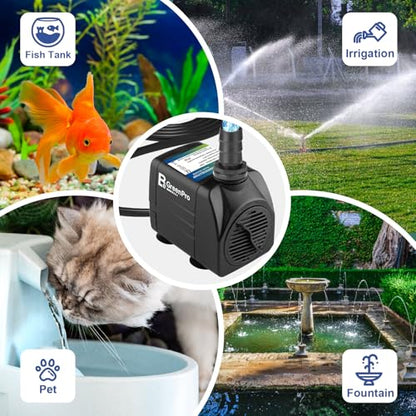 Fountain Pump, 2-Pack 550GPH(2000L/H 30W) Submersible Water Pump, Adjustable Ultra Quiet Fountain Pump with 4 Nozzles 7.2ft High Lift for Aquarium, Fish Tank, Pond, Waterfall, Outdoor, Hydroponics