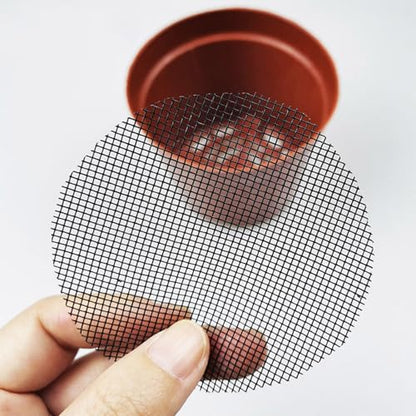 50 Pcs Flower Pot Hole Mesh Pad, Bonsai Pots Bottom Grid Mat Plant Pot Drainage Mesh Hole Screens Gray Circular 1 One Size