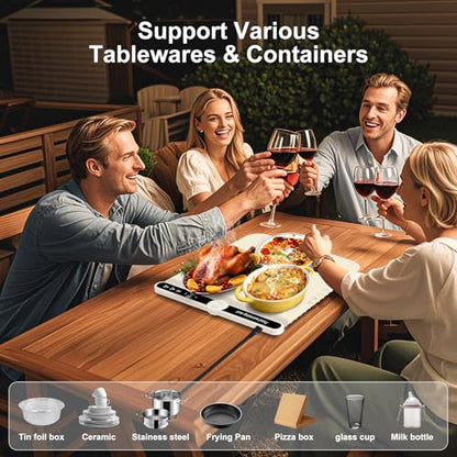 Small Warming Mat for Food 15"x15" - 9-Level Temp Control Silicone Heating Pad for Parties & Buffet,Countertop Electric Food Warmer Tray for Individual 18H Auto-Off Child Lock - size: Beige-S 15*15in