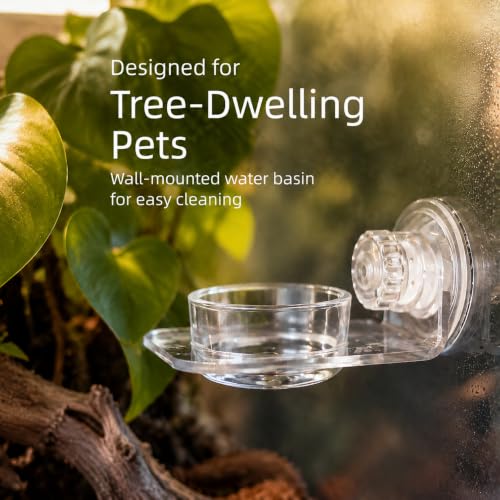 Strong Magnetic Reptile Ledge - Acrylic Gecko Feeding Ledge with Cups, Heavy Duty Elevated Reptile Food and Water Feeder Dish for Crested Gecko, Gargoyle Gecko, Chameleon, Anole