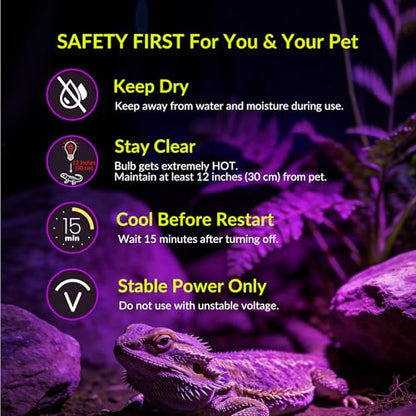 Lustaled Reptile Heat Lamp Bulbs-75W Reptile Night Heat Bulb E26 Terrarium Heat Lamp Simulate Natural Moon Purple Light for Snake Bearded Dragon Leopard Gecko Lizard Chameleon Tortoise -2Pack