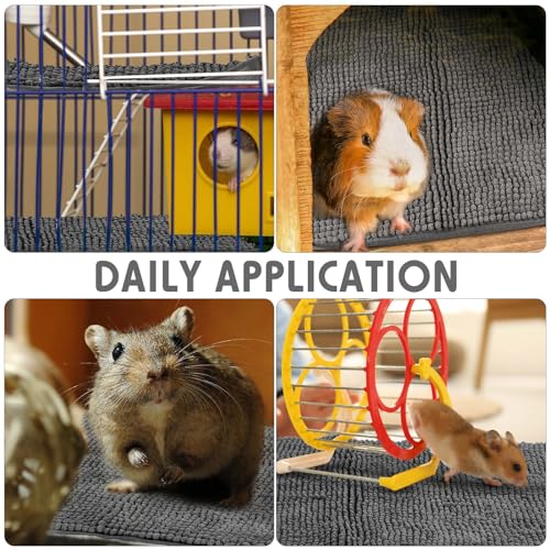 Amylove 4 Pcs Guinea Pig Cage Liner 14 x 28 Inch Washable Chenille Pee Pads Pet Dog Cat Bedding Training Mat Reusable for Small Animals Puppy Bunny Hamster Chinchilla - color: Dark Gray, size: 14 x 28 Inch, style: Low Pile Chenille