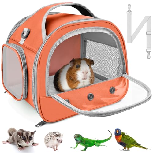 Bissap Bearded Dragon Travel Carrier, Portable Guinea Pig Carrier Bag Tortoise Carrier Pouch for Bunny Hamster Chinchilla Hedgehog Lizard Bird Outgoing Reptile Travel Carrying Case - Orange - color: Orange