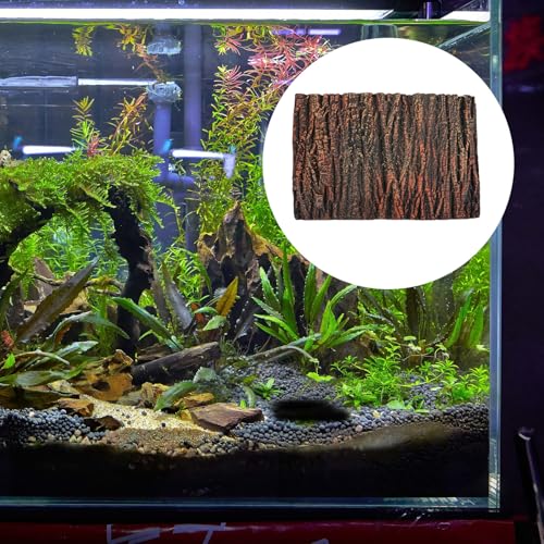 DECHOUS Aquarium Decorative Background Board Simulated Oak Bark 3D Ultra-Thin Pu Landscape Panel for Fish Tank Turtle Reptile Terrarium Decoration