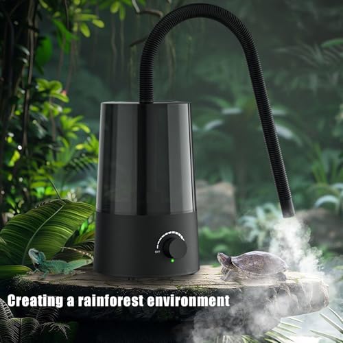 Reptile Humidifier and Fogger, 2.5L Terrarium Humidifier with Dual Adjustable Tubes for Two Tanks, Compact Reptile Mister for Vivarium Plants
