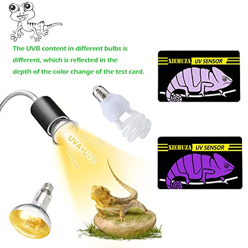 5Pack Quick UVB Test Sensor Cards, Reusable Reptile UVB Tester Heating Bulb Photochromic UVB Card Indicator Over 500 Times, UVB Light Meter for Sunglass Test Sterilizing