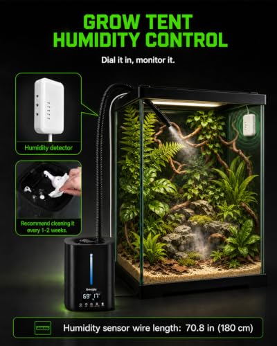 5L/1.32 Gal Reptile Fogger Humidifier with Smart Humidity Control & Dual Hose | Automatic Terrarium Mister with Remote & Touch Panel, Quiet <35dB, Auto Shut-Off for Amphibians,Vivariums, Plants