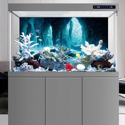 AWERT 72x18 inches Rock Cave Aquarium Background Rock Pillar Terrarium Background Cave Fish Tank Background - size: 72x18in/180x45cm