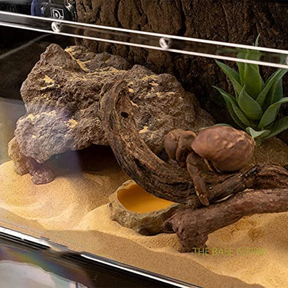 Reptile Simulation Rock Hideouts Cave Amphibian Hides Resin Habitat Decor Shelter for Gecko Leopard Lizards Toad Turtle (Small),grey