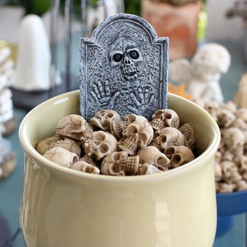 Acekey Mini Halloween Skulls - 40PCS Resin Skeleton Heads for Halloween Decoration, Crafts, Miniature, Vase Fillers, Gothic Home Decor and Spooky Diorama Projects