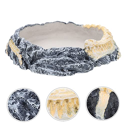 Sosoport Convenient Reptile Bowl Water Dish for Turtles Lizards and Snakes Feeding Accessory Natural Appearance for Reptile Tanks