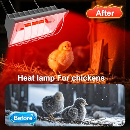 UTFEEDY Chicken Coop Heater, Aluminum Brooder Heater Lamp for 30 Chicks or Duckling, 250 Watts Heating Plate Lamp Warmer with Adjustable Temperature & 8 feet Iron Chain for Amphibians, Livestock, Pets - color: Grey