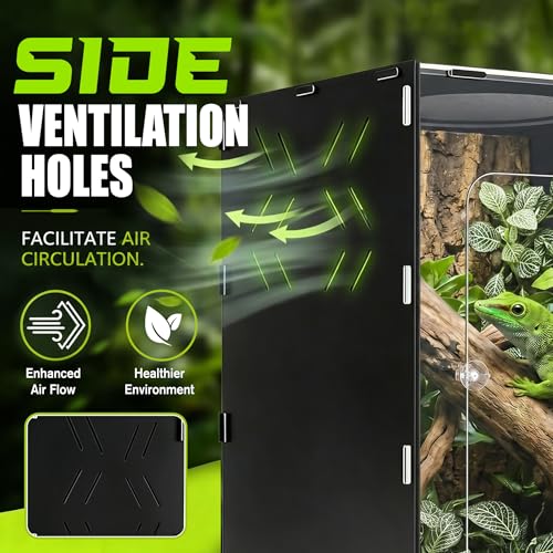 10 Gallon Reptile Tank Enclosure,12x12x18 Transparent Reptile Terrarium Acrylic Front Opening with Metal Translucent Mesh Top for Crested Gecko Lizards, Snakes, Chameleon