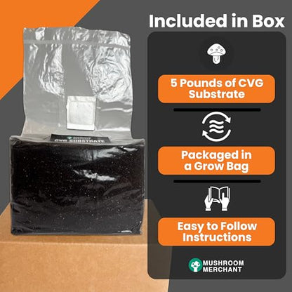 CVG Substrate (5 lb) – Pre-Sterilized Coco Coir, Vermiculite & Gypsum – Ready-to-Use Bulk Mushroom Substrate