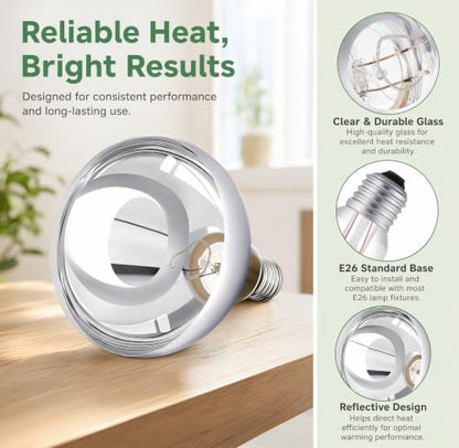 BR40 E26 Incandescent Bulb, Reptile Basking & Display Spot Light, 250W | 4 SCENARIOS, 1 BULB — Use as reptile basking lamp, display spot, food warmer, or stage accent — versatile daily use.