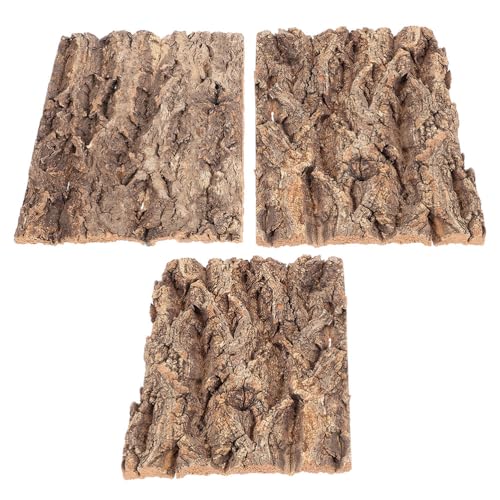 NUOBESTY 3 Pack Cork Bark Background for Reptile Terrarium - Realistic Tree Bark Decor for Lizard Snake Gecko Bearded Dragon Tank