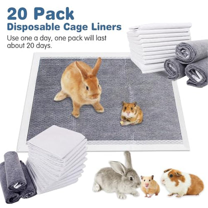 kathson 20 Pcs Guinea Pig Cage Liners Disposable 18" x 24" Rabbit Disposable Potty Training Pad Super Absorbent & Leak-Free Pet Supplies for Bunny Kitten Small Dog Guinea Pig - size: 18" x 24" / 20PCS
