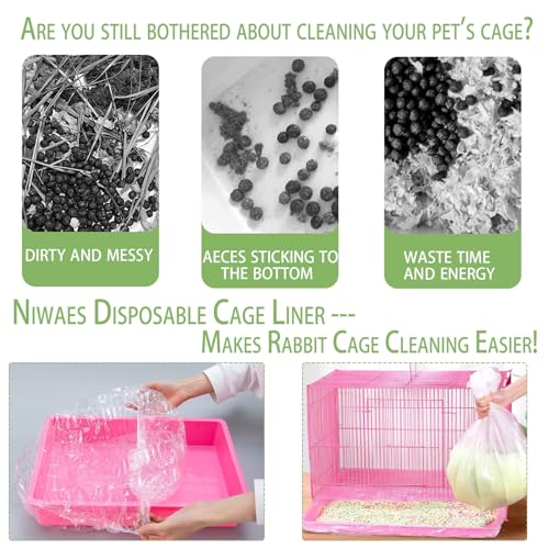 150Pcs Disposable Rabbit Cage Liners, 26'' X 18'' Plastic Bunny Cage Liner Bag Clear Guinea Pig Toilet Film, Stretch Pet Crate Tray Covers for Bunnies Ferret Chinchilla Bird Small Animal - size: 150PCS