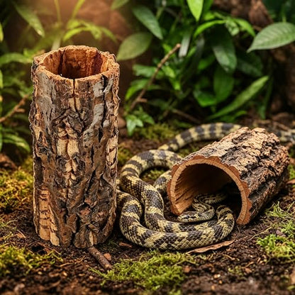 Natural Cork Bark for Reptile Hideout: Round Cork Bark Tube Terrarium Log Cave Wood Climbing Hide for Gecko Lizard Snakes Hermit Crabs Frog 3. 14×7. 8"