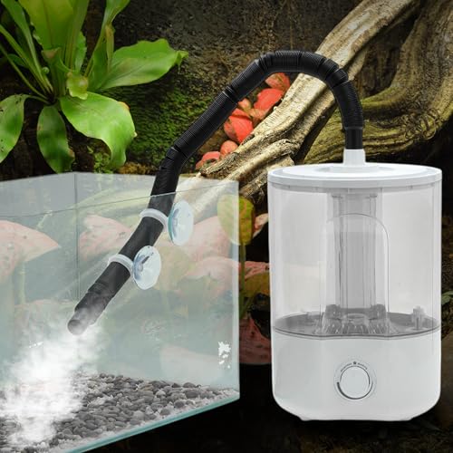 Reptile Fogger, 4L Top Fill Adjustable Mister Tank, Reptile Humidifier for Terrariums and Paludarium, Enhances Humidity Control, White, 1 Set