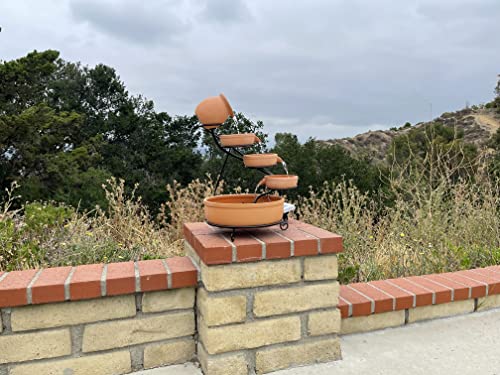 ASC Cascade Ceramic Solar Water Fountain Bowls 5 Tierd with Panel Pump Cascading Garden Decoration Bird Iron Frame