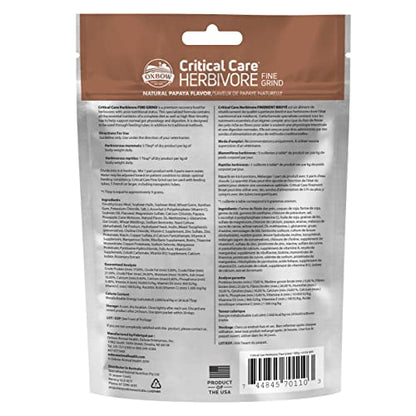 Oxbow Critical Care Herbivore, Fine Grind, Emergency Rabbit & Guinea Pig Food, Made with Timothy Hay, Natural Papaya Flavor, Assist Feeding Formula for Pets, 100 gram bag - size: 3.53 Ounce (Pack of 1)