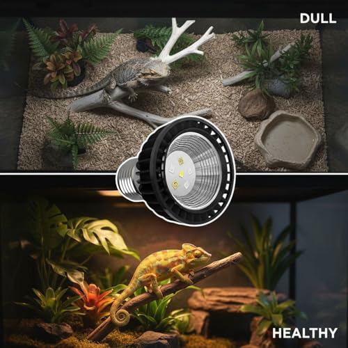 UVB 5.0 Reptile Light Bulb, 3 W Full Spectrum UVA UVB Lighting for Reptile Pets, E27 Base, Supports Vitamin D3 Synthesis, Aluminum Shell, Energy Saving, 2.8 x 2.4 x 2.4 in