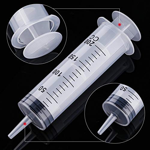 Frienda 4 Packs Large Plastic Syringe Measuring Syringe Tools Dispensing Multiple Uses (200 ml) - size: 200 ml