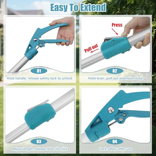 78" Extendable Snake Tongs, Professional Heavy Duty Aluminum Alloy Snake Reptile Catcher Grabber Tool with Wide Jaw, Locking Design & Non-Slip Comfortable Grip - Outdoor Safe Rattlesnake Handling Tool - size: 78 Inch