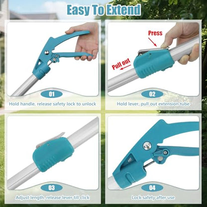 78" Extendable Snake Tongs, Professional Heavy Duty Aluminum Alloy Snake Reptile Catcher Grabber Tool with Wide Jaw, Locking Design & Non-Slip Comfortable Grip - Outdoor Safe Rattlesnake Handling Tool - size: 78 Inch