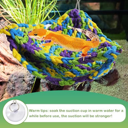 kathson Soft Bearded Dragon Hammock Double-Layered Reptiles Hammock Swing Hanging Bed with 6 Pcs Suction Cups & Hooks Tank Accessories Hammocks for Small Lizard Leopard Gecko Chameleon(Triangular) - color: Green