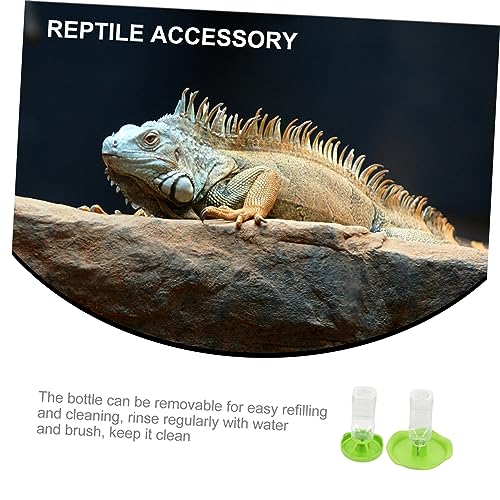 2sets Reptile Water Feeders Food Bowls Plastic Tortoise Drinking Tools Decorative Fence Design for Lizards Turtles and Other Pets