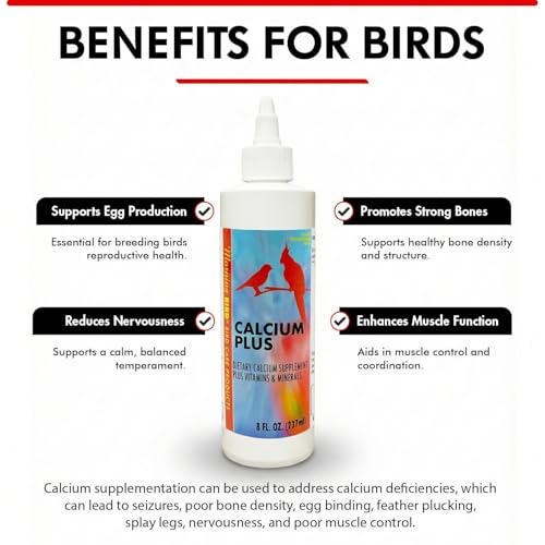 Morning Bird Calcium Plus Liquid for Birds – Calcium Supplement with Vitamins and Minerals for Strong Eggshells, Healthy Bones - Support Growth, Breeding, and Wellness for All Birds 8 Fl Oz - size: 8 Fl Oz