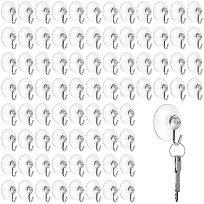 Mudder Suction Cup Hooks Wall Clear Suction Cups with Metal Hooks Window Hangers for Glass Wall Towel Hangers Supplies Bathroom Glass Kitchen Decorations,3 lbs(50 Pieces,45 mm) - size: 45 mm