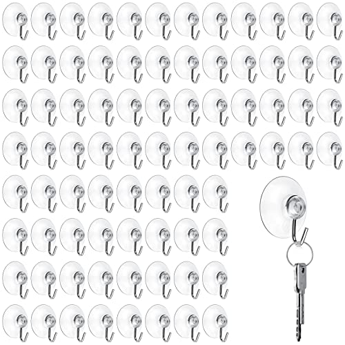 Mudder 50 Pcs Suction Cup Hooks Wall Clear Suction Cups with Metal Hooks Window Hangers for Glass Wall Towel Hangers Supplies Bathroom Glass Kitchen Decorations,3 lbs (30 mm) - size: 30 mm