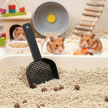2Pcs Poop Scooper 2.95 in × 5.9 in Cat Litter Scooper Fine Mesh Sifting Shovel Plastic Handle for Guinea Pig Rabbits Small Animals for Easy Waste Cleaning