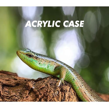 Transparent Reptile Enclosure, 180° Rotating Lidded Habitat for Geckos, Snakes, Spiders and Small Pets – Breathable Acrylic Terrarium, Clear View Amphibians Tank for Reptile Lovers
