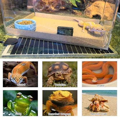 Hamiledyi Reptile Heat Pad Heating Pad Under Tank Hermit Crab Heater Hygrometer Thermometer Heat Mat for Lizard Snake Gecko Turtle Frog Spiders (14W) - size: 14W