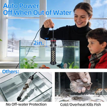 FREESEA Aquarium Heater for Fish Tank: 50W Small Submersible Thermostat with Off-Water Protection & UL Certified Cord for 3-10 Gallon Fish Turtle Tanks Enthusiasts - size: 50W(3-10 Gallon)
